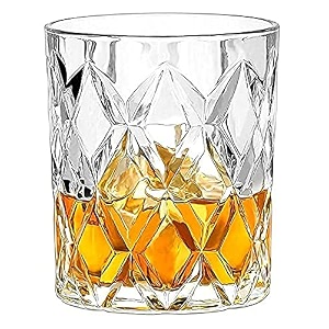 crystal whiskey glasses - 300 ml bar glass for drinking bourbon whisky scotch cocktails cognac- old fashioned cocktail tumblers old fashioned designed whiskey glass 6 pcs