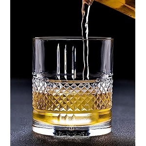 crystal whiskey glasses - 300 ml bar glass for drinking bourbon whisky scotch cocktails cognac- old fashioned cocktail tumblers bar glass for drinking bourbon 4 pcs