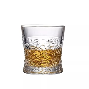 crystal whiskey glasses - 300 ml bar glass for drinking bourbon whisky scotch cocktails cognac- old fashioned cocktail tumblers half star double new fashioned glasses 4 pcs
