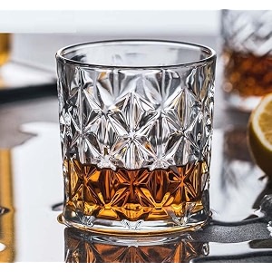 crystal whiskey glasses - 300 ml bar glass for drinking bourbon whisky scotch cocktails cognac- old fashioned cocktail tumblers crystal drinking glasses 6 pcs