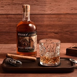 crystal whiskey glasses - 300 ml bar glass for drinking bourbon whisky scotch cocktails cognac- old fashioned cocktail tumblers crystal drinking glasses 2 pcs