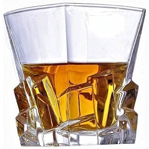 crystal whiskey glasses - 300 ml bar glass for drinking bourbon whisky scotch cocktails cognac- old fashioned cocktail tumblers elegant whiskey glass 2 pcs