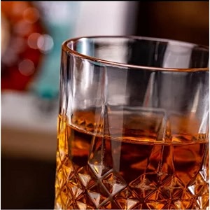 fashioned whiskey glass - heavy base rocks barware glasses for scotch mixed drinks wine bourbon juice water and cocktail drinks 300 ml crystal cut barware drinking 6 pcs