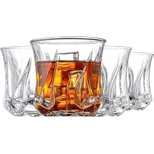 fashioned whiskey glass - heavy base rocks barware glasses for scotch mixed drinks wine bourbon juice water and cocktail drinks 300 ml premium twisted rocks glasses 6 pcs