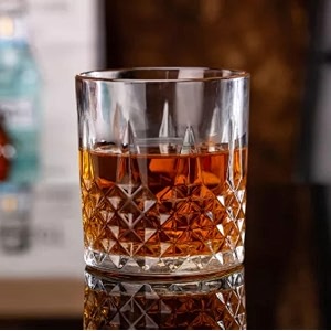 fashioned whiskey glass - heavy base rocks barware glasses for scotch mixed drinks wine bourbon juice water and cocktail drinks 300 ml crystal cut barware drinking 2 pcs