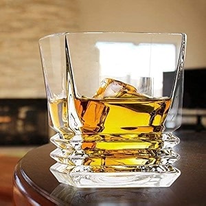 fashioned whiskey glass - heavy base rocks barware glasses for scotch mixed drinks wine bourbon juice water and cocktail drinks 300 ml rock crystal whiskey glasses 4 pcs