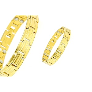 skewed bio magnetic titanium energy bracelet  double tone magnetic therapy health wristband for men amp women tbq299