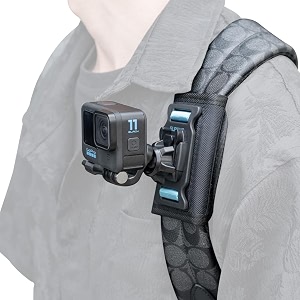backpack shoulder strap mount with adjustable ball joint and shoulder pad compatible with gopro hero 11 10 9 8 dji insta360 and more 43  28  3 in
