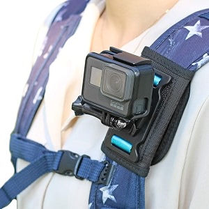 backpack shoulder strap mount camera with adjustable shoulder pad and 360 degree rotating base bag belt holder clip compatible with gopro hero 13121198 dji action 65 pro4 akaso and more