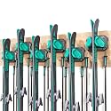 Ski & Snowboard Wall Rack for Garage Wall Fits Any Ski/board, Ski Wall Mount Holders Damage-Free Storage Rack, Garage Organization Space-Saving Winter Gear Organizer, Green, 6 Pack