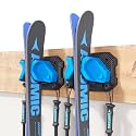 Ski & Snowboard Wall Rack for Garage Wall Fits Any Ski/board, Ski Wall Mount Holders Damage-Free Storage Rack, Garage Organization Space-Saving Winter Gear Organizer, Blue, 2 Pack