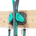 Ski & Snowboard Wall Rack for Garage Wall Fits Any Ski/board, Ski Wall Mount Holders Damage-Free Storage Rack, Garage Organization Space-Saving Winter Gear Organizer, Green, 1 Pack