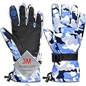 Ski Gloves,Snow Gloves Waterproof Winter Warm Cold Weather Touchscreen Gloves for Parent&amp; Child Kids Skiing,Snowboarding