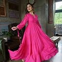 SKICAPRO Heavy Rayon Flare Anarkali Gown for Women Wedding Full Sleeve Gown for Women Western Fit & Flare Maxi Gown for Women & Girls(Rani Color)