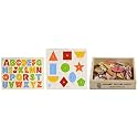 Skillofun Wildlife Picture Puzzle for 2-5 Years, Multicolour, 53 pcs &amp; Skillofun - SF-10A Wooden Large Shapes Stray - Triangle, Multi Color &amp; Skillofun - L-6K Wooden Capital ABC Stray with Knobs