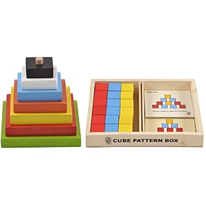 skillofun wooden cubes pattern box multi colorampskillofun wooden graded square tower multi color