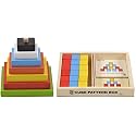 Skillofun Wooden Cubes Pattern Box, Multi Color&amp;Skillofun Wooden Graded Square Tower, Multi Color