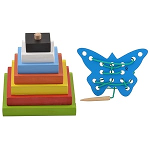 skillofun wooden graded square tower multi colorampskillofun butterfly sewing toy multicolour