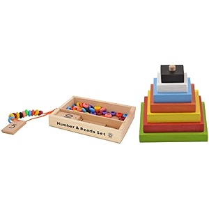 skillofun wooden graded square tower multi colorampskillofun wood number and bead set multicolor