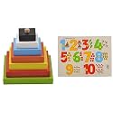 Skillofun Wooden Graded Square Tower, Multi Color&Skillofun Number Learning Toys for 24 to 48 Months, Multicolour