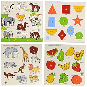 skillofun wooden king size identification tray fruitswooden large shapes trayidentification tray useful animals with knobssfs-44d wooden kingsize identification tray wild animals-set of 4toys