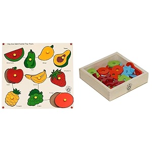 skillofun wooden king size identification tray fruits amp - h-25 wooden geo beads -wooden multi color 50 beads
