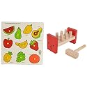 Skillofun Wooden King Size Identification Tray (Fruits) &amp; Wooden Hammer Peg, Multi Color