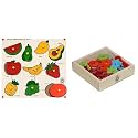 Skillofun Wooden King Size Identification Tray (Fruits) &amp; - H-25 Wooden Geo Beads -Wooden, Multi Color (50 Beads)