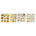 Skillofun Wooden King Size Identification Tray, Fruits+SFS-44D Wooden Kingsize Identification Tray Wild Animals+ 1-20 Number Shape Tray Knobs+Wooden Capital Alphabet Tray Picture Knobs-(Set of 4Toys)