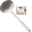 Skimmer Stainless Steel Large Slotted Spoon Colander Strainer Ladle for Cooking Heat Proof Hollow Handle Serving Utensil 14.96 inches