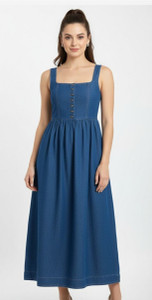 Skin Beauty Women A-line Blue Ankle Length