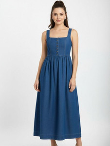 Skin Beauty Women A-line Blue Ankle Length