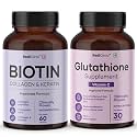 Skin Care Supplement Combo with Glutathione and Biotin Capsules | Collagen, Keratin &amp; Vitamin C | Helps in Skin Glow, Radiance &amp; Antioxidant Support | Set of 2