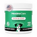 Skin and Coat Supplement for Dogs | Omega 3 Fatty Acid Formula to Support Canine Healthy Skin, Reduce Shedding, and Improve a Glossy, Shiny Coat | 60 Tasty Soft Chews 180g (6.35 oz) | by MeadowCare