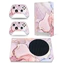 Skin Decal Sticker Cover Set for Xbox Series S Console and Controller Marbling Pink and Gold