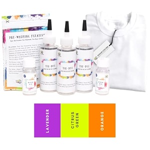 skin friendly tie dye bottle with white t-shirt 100 cotton 180 gsm t-shirt dye activator - color fixative included cold fabric dye colors 5-6 year citrus green