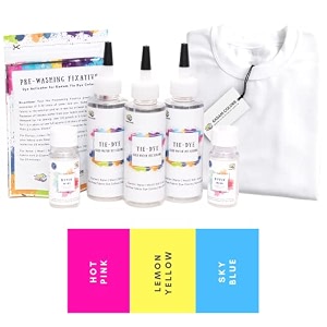 kadam tie dye kit-aura  skin friendly tie and dye kit with white cotton t-shirtsize-36 3 tie dye colours dye activator amp colour fixer  cold fabric dyeing tie dye kit for kids and adults