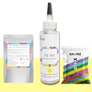 skin friendly tie dye bottle dye activator - color fixative included cold fabric dye colors pastel yellow
