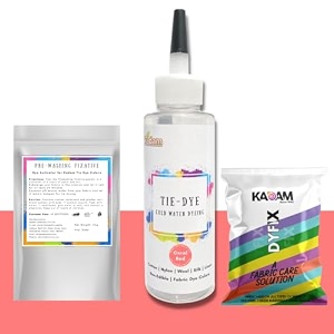 skin friendly tie dye bottle dye activator - color fixative included cold fabric dye colors coral red