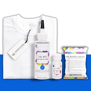 skin friendly tie dye bottle with white t-shirt 100 cotton 180 gsm t-shirt dye activator - color fixative included cold fabric dye colors 5-6 year cobalt blue