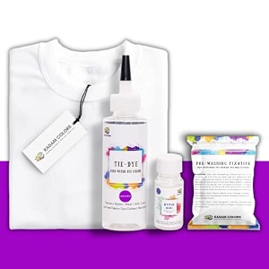 skin friendly tie dye bottle with white t-shirt 100 cotton 180 gsm t-shirt dye activator - color fixative included cold fabric dye colors xl 4344 lavender
