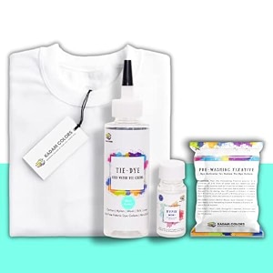 skin friendly tie dye bottle with white t-shirt 100 cotton 180 gsm t-shirt dye activator - color fixative included cold fabric dye colors 5-6 year mint green