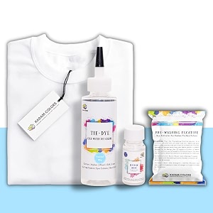 skin friendly tie dye bottle with white t-shirt 100 cotton 180 gsm t-shirt dye activator - color fixative included cold fabric dye colors 14-16 year pastel sky