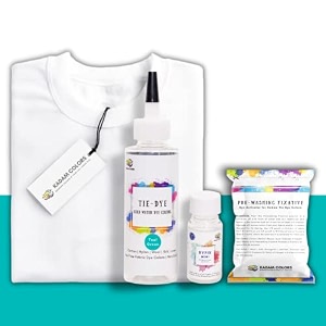 skin friendly tie dye bottle with white t-shirt 100 cotton 180 gsm t-shirt dye activator - color fixative included cold fabric dye colors large 4142 teal green