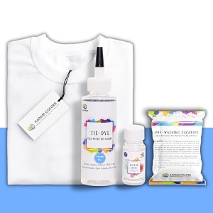 skin friendly tie dye bottle with white t-shirt 100 cotton 180 gsm t-shirt dye activator - color fixative included cold fabric dye colors xl 4344 powder blue