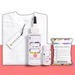 skin friendly tie dye bottle with white t-shirt 100 cotton 180 gsm t-shirt dye activator - color fixative included cold fabric dye colors 9-11 year coral red