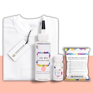 skin friendly tie dye bottle with white t-shirt 100 cotton 180 gsm t-shirt dye activator - color fixative included cold fabric dye colors small 3738 peach