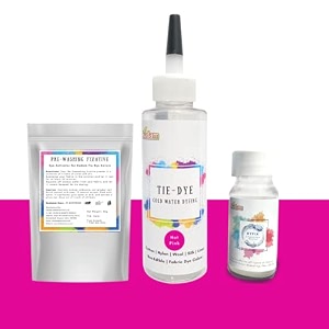 skin friendly tie dye bottle with white t-shirt 100 cotton 180 gsm t-shirt dye activator - color fixative included cold fabric dye colors small 3738 hot pink