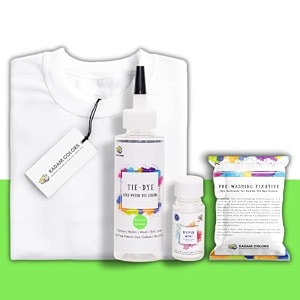 skin friendly tie dye bottle with white t-shirt 100 cotton 180 gsm t-shirt dye activator - color fixative included cold fabric dye colors small 3738 parrot green