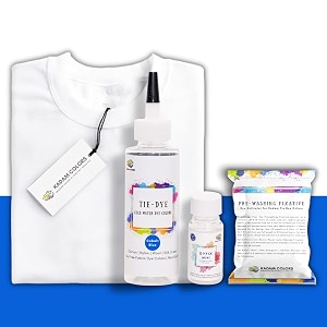 skin friendly tie dye bottle with white t-shirt 100 cotton 180 gsm t-shirt dye activator - color fixative included cold fabric dye colors 7-8 year cobalt blue